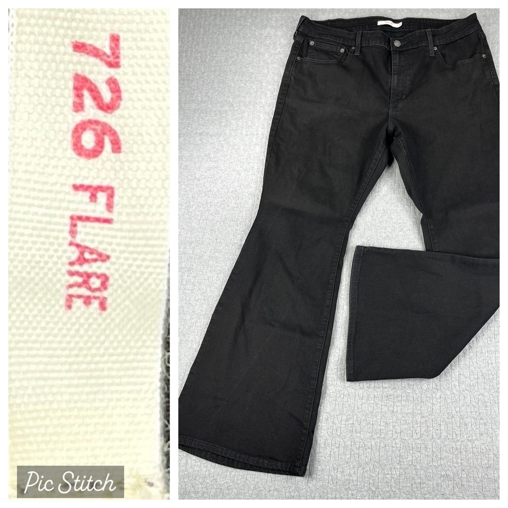 Levi's 726 Flare Bootcut Jeans Womens 34/29‎ 1/2 Black High Rise Stretch